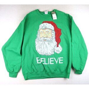 CHRISTMAS - SANTA CLAUS - MEN'S GREEN PULLOVER HOLIDAY SWEATSHIRT - SIZE L - NWT